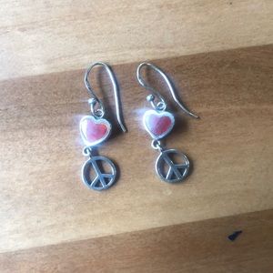 Red heart/ peace sign Tiffany earrings